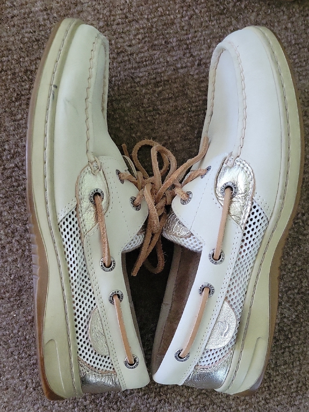 Sperry Top Sider Bluefish 2-Eye Boat Shoes Off-White/Cream Leather Size 7M - Picture 10 of 11